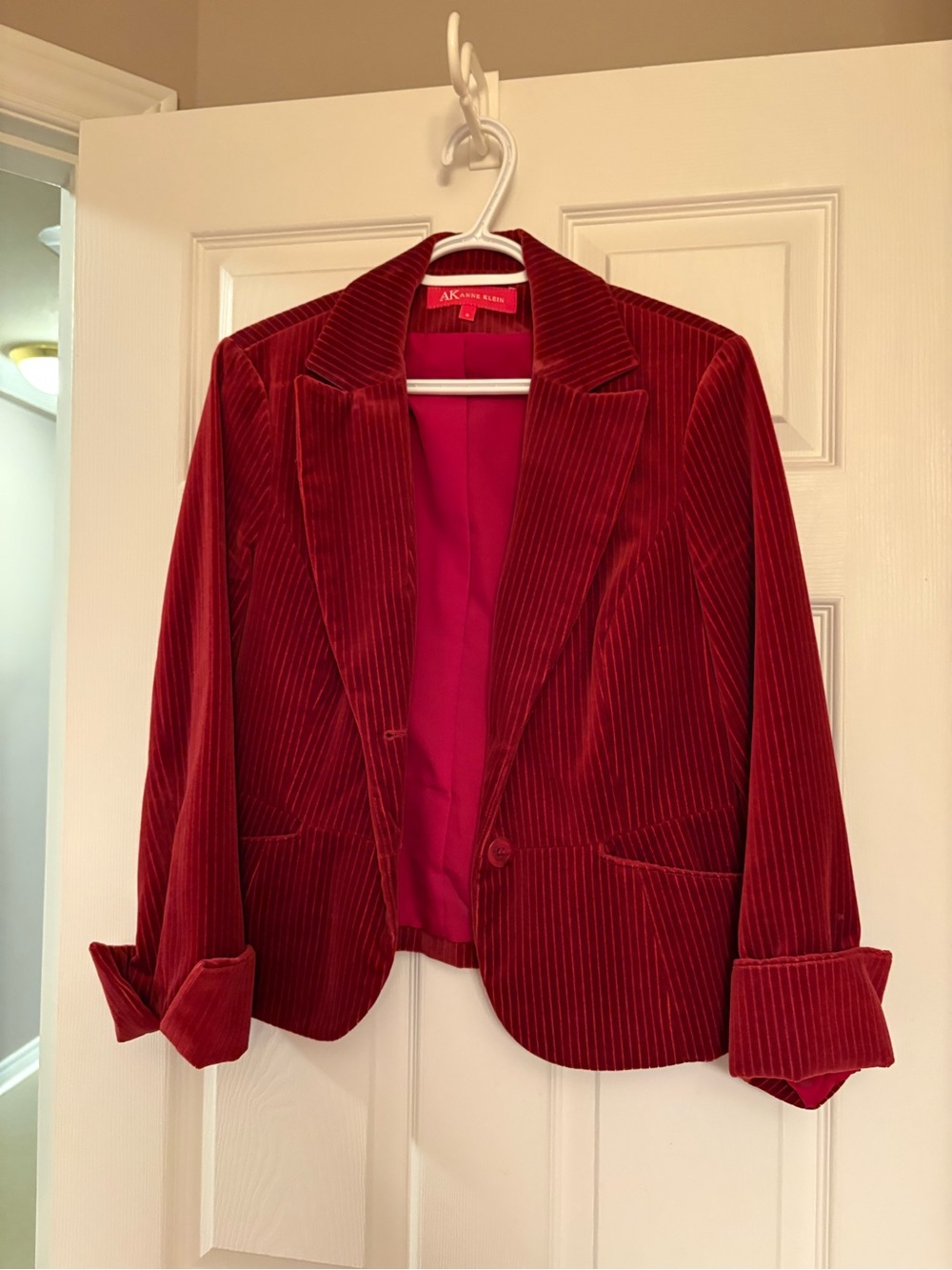 Anne Klein Red Velvet Blazer Jacket